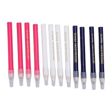 Imagem de Tnfeeon Lápis de Tecido, 12 Unidades de Marcação de Giz de Alfaiate Com Uma Tampa Protetora de Lápis Material de Madeira de Choupo para Acolchoamento, Costura, Costura, Fornecimento de