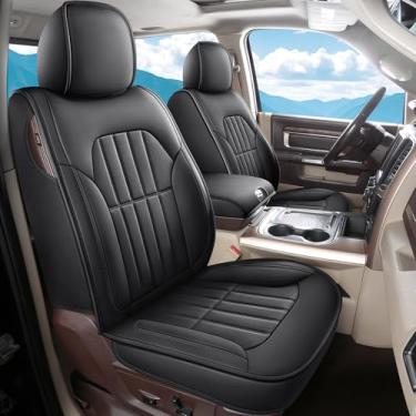 Imagem de Truckiipa Dodge Ram 2 Capas de assento dianteiras personalizadas para 2002-2023 1500 2500 3500 Pickup Crew Double Quad Cab Laramie Big Horn cobertura total de couro protetor de assento de caminhão à