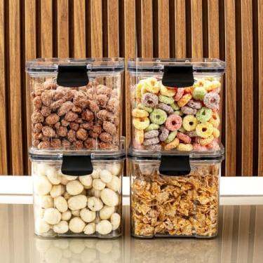 Imagem de Pote de armazenamento cafe Monte seu Kit Pote Hermético para Mantimentos de Cozinha Dispensa Armário Plástico(4 Potes - 750ml)
