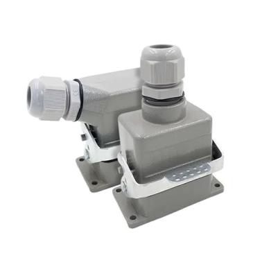 Imagem de Conectores resistentes HDC-HE-006-1/2/3/4-L F/M 6 pinos 16A Conexão de parafuso Plugue conector de aviação retangular industrial (HDC-HE-006-3-L)