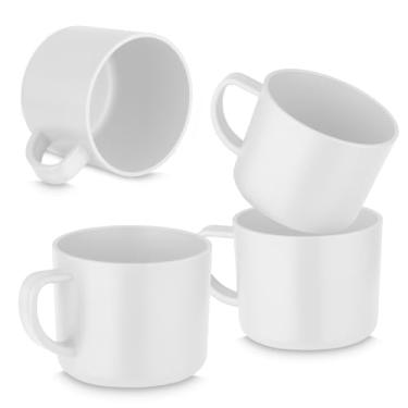 Imagem de Conjunto 4 Xícaras de Plástico Reciclável para Micro-ondas – 200ml – Sustentável, Leve e Reutilizável (Cor Única) (Branco)