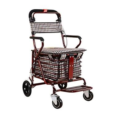 Imagem de BPHUI Carrinho de compras utilitário carrinho de compras dobrável de scooter antigo pode levar quatro rodadas para comprar comida e ajudar a empurrar pequeno carrinho de compras carrinho de compras portátil para economizar espaço (cor: B)