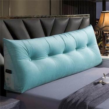 Imagem de Travesseiro de leitura, grande, triangular, cabeceira, apoio de posicionamento do encosto, almofada de cunha para dormitório, sofá-cama, cama de solteiro com capa removível