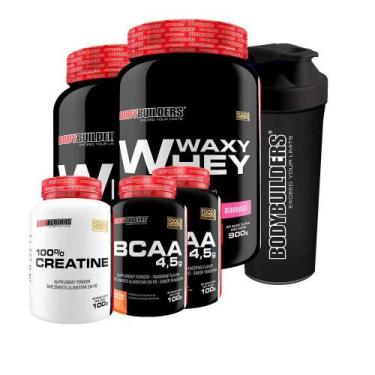 Imagem de Kit 2 Waxy Whey 900G Mor + 2 Bcaa 100G + Creatina + Coquete - Bodybuil