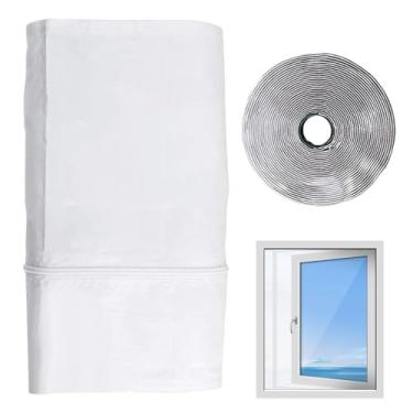 Imagem de Kit de vedação de janela CA portátil | Vedação de ventilação de janela AC móvel com zíper, acessórios de isolamento para troca de ar para casa, sala de estudo, dormitório, apartamento, escritório