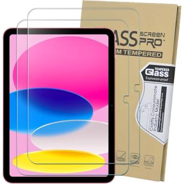 Imagem de Pacote com 2 protetores de tela para iPad de 10,9 polegadas (10ª geração, modelo 2022) protetor de tela de vidro temperado, ID facial e compatível com Apple Pencil, ultrarresistente, compatível com