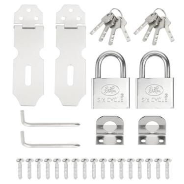 Imagem de PATIKIL 2 peças de ferrolho de cadeado de aço inoxidável, ferrolho de trava de 4,3 polegadas, trava deslizante para porta, fecho de segurança com trava única prata e parafusos para armário, jardim