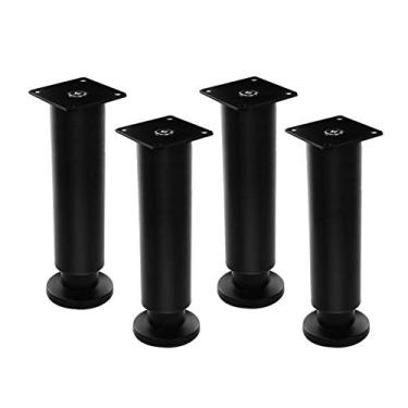 Imagem de ZJYWMM 4 peças de aço inoxidável pernas de móveis ajustáveis pés de metal suporte pés de armário pés de mesa pernas de sofá, material grosso, preto (8 cm)