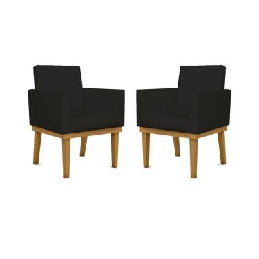 Imagem de Kit 02 Poltronas Decorativa Reforçada Courino preto