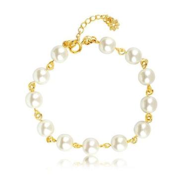 Imagem de Pulseira de Pérolas Folheada a Ouro 18k - Maise Joias
