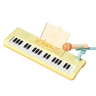 Imagem de Generic Órgão Eletrônico de 37 Teclas, Design de Microfone de Brinquedo Com Teclado Eletrônico de Estilo Moderno, para Educação e Entretenimento Infantil (Amarelo)