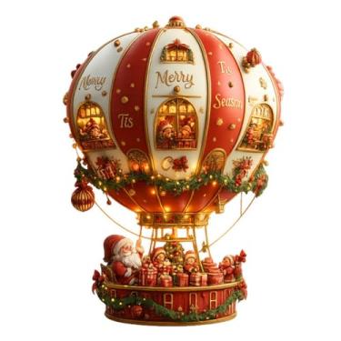 Imagem de HuGei Adesivos de parede de Natal, adesivos de festa de inverno, faça você mesmo, Papai Noel sentado em balão de ar quente para decoração de casa, como sala de estar, quarto, banheiro, quarto de