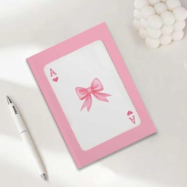 Imagem de Caderno de cartas de pôquer rosa, caderno A5 para anotações de escritório, agenda de 21 x 14,7 cm, agenda, diário de viagem