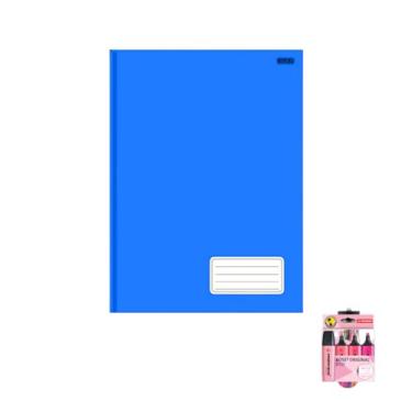 Imagem de Kit Caderno Brochurão 1 Matéria Capa Dura 96 Folhas + Caneta Esferográfica Spiro Glow + Marca Texto Boss