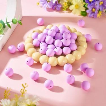 Imagem de 50 contas focais de silicone para caneta, pulseira, cordão de 15 mm, contas redondas de silicone, contas espaçadoras soltas de borracha para chaveiro, colar, joias, artesanato, artesanato