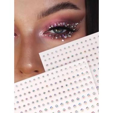 Imagem de 2 peças minimalistas a laser simples multigrãos 3D imitação de strass DIY festival de música baile de máscaras para olhos de cabelo tatuagem temporária para decoração de rosto e corpo