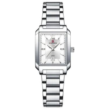 Imagem de Relógio De Pulso Feminino Pulseira Aço Inoxidável Casual 30m à Prova D´agua Branco
