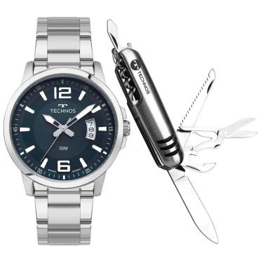 Imagem de Kit Technos Masculino Racer Basico Prata - 2315lar/k1a Relógio Technos Masculino Racer Basico Prata - 2315lar/k1a