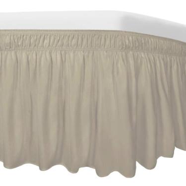 Imagem de Falda de Cama Fácil de Usar para Cama Twin/Full con Caída de 56 cm Bei