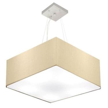 Imagem de Lustre Pendente Quadrado Md-4006 Cúpula Em Tecido 21/50x50cm Algodão Crú - Bivolt