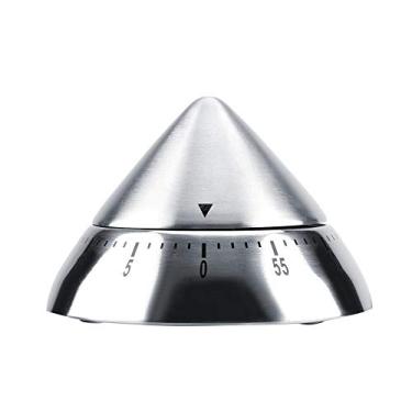 Imagem de Acouto Temporizador de Cozimento Mecânico de 60 Minutos Em Aço Inoxidável Moderno - Ferramenta de Cozinha Durável e Sem Bateria Com Alarme Alto e Base Magnética para Cozinhar, Assar, Fazer (Prata)