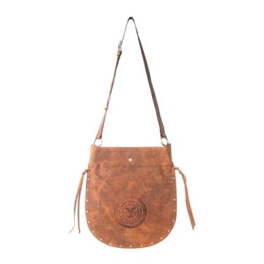 Imagem de Myra Bag Bolsa tiracolo feminina de couro Yellowstone - Bolsa tiracolo cravejada de fronteira, bolsa transversal de couro genuíno, Âmbar