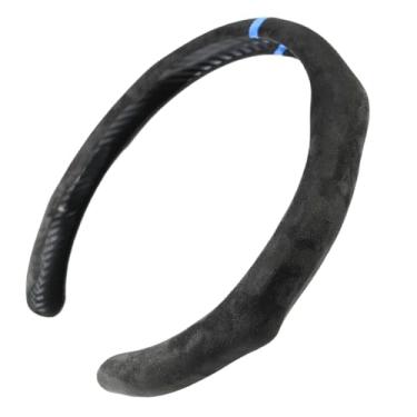 Imagem de Capa de volante de camurça esportiva de instalação rápida com listra azul para volante de 35,5 a 38 cm para carro Sedan Coupe SUV Pickup 14,5 a 38 cm
