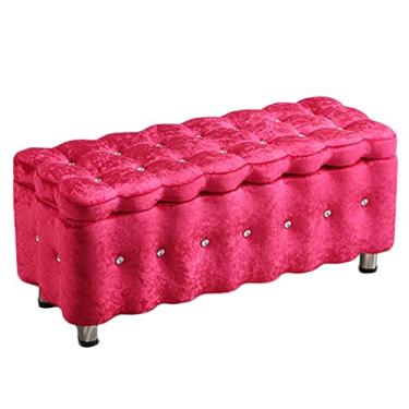 Imagem de FAMEOYA Caixa otomana de armazenamento retangular banquinho otomano com tampa articulada, simplicidade nórdica, sala de estar, sofá, banco, quarto, cama, banco, sala de estar, trocador de sapatos (cor
