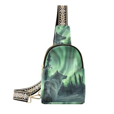 Imagem de CEBUGI Bolsa feminina Wolf pequena tiracolo de couro, pochete para trilhas, viagens ao ar livre