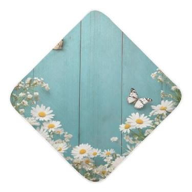 Imagem de STAYTOP Lindas toalhas de bebê com capuz de musselina de flores silvestres, toalha de banho super macia, toalhas de banho absorventes para banho recém-nascido unissex 89 x 89 cm