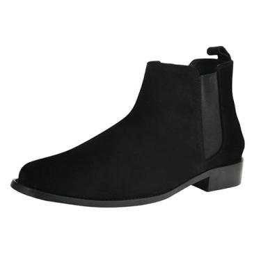 Imagem de LIBERTYZENO Botas Chelsea masculinas de camurça para adultos, cano alto, casual, para Natal, Preto, 42