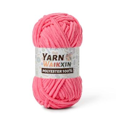 Imagem de Fio de chenille macio rosa escuro para crochê, fio de crochê grosso fofo para cobertor de bebê, (99 g/130 m) fio de veludo felpudo para amigurumi e quebra-cabeça DIY, artesanato, cachecol