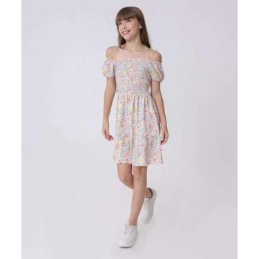 Imagem de Vestido Juvenil Ciganinha Estampado Marisa Tam 10 a 16-52004, Bege, 14