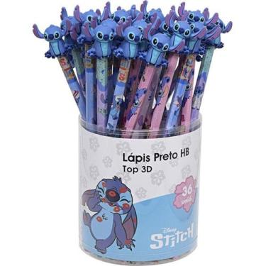 Imagem de Lápis Preto Redondo Decorado STITCH TOP 3D 4MODELOS POTE-36 - Molin