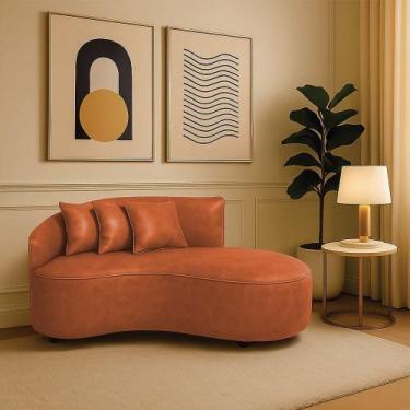 Imagem de Sofá 2 Lugares Orgânico 140 Cm Morgan Sintético Pu D03 - D'rossi Nozes