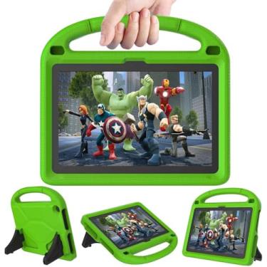 Imagem de Capa infantil para iPad 25.4 cm tablet 2023, leve, à prova de choque, compatível com crianças, capa completa com alça de apoio - verde