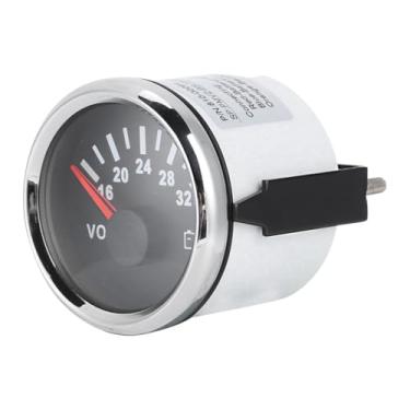 Imagem de Acouto Voltímetro de Luz de Fundo Vermelho de 52 Mm Com Tensão de Trabalho de 9-32 V para Barco, Carro, Motocicleta, Caminhão - Design Em Aço Inoxidável 316L (Capa prateada com mostrador preto)