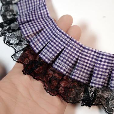 Imagem de Guarnição de babados guingão de 8 metros de largura, guarnições de tecido de fita de renda xadrez de organza para costura, artesanato, cortina de vestido, decoração de fronha de fantasia de casamento