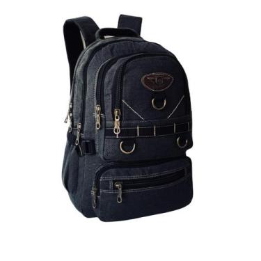 Imagem de Mochila Escolar Trabalho Lona Tecido Grosso Moda Casual Jeans Masculin