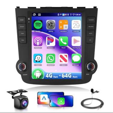 Imagem de Rádio estéreo para carro 24.6 cm 4G + 64G para Honda CRV 2007-2011 com tela sensível ao toque estilo Tesla Android 15 sem fio CarPlay/Android Auto DSP GPS WiFi 5.0Bluetooth FM/RDS SWC AHD câmera de