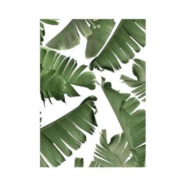 Imagem de Pintura Em Tela Abstrata De Folhas De Palmeira Verde Com Cervo, Arte D