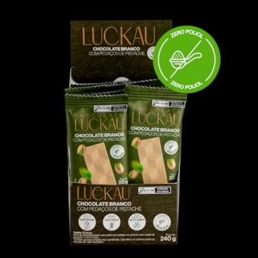 Imagem de DISPLAY BARRAS CHOCOLATE BRANCO COM PISTACHE 20G ZERO AÇÚCAR - LUCKAU