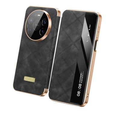 Imagem de FWYANZH Capa flip para Huawei Mate 80 Pro Max/80 Pro/80, Smart Clear View Window Slim Capa de couro galvanizada com tudo incluído, preta, 80