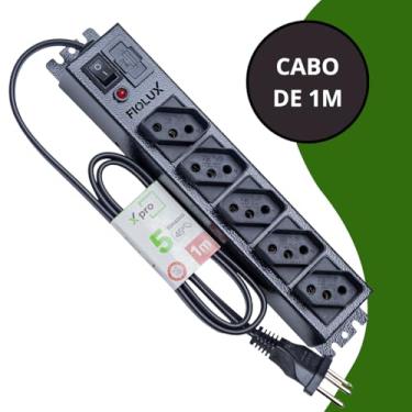 Imagem de Filtro De Linha 5 Tomadas Cabo De 1 Metro Metálico Extensão Régua Protetor Energia Elétrica Profissional Com Fusível Bivolt 110 127 220 Fiolux Powerlink 110V 127V 220V Corpo em Metal 1M