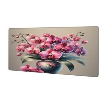 Imagem de Tapete de mouse grande com flores bonitas à prova d'água para computador estendido tapete protetor de mesa antiderrapante base de borracha para escritório, computador, teclado, laptop e mesa de casa