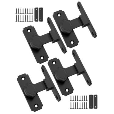 Imagem de Mixizigoz Fechadura de porta de celeiro de 90 graus, fechadura de porta deslizante de liga de alumínio resistente, trava de portão de segurança doméstica adequada para celeiro, banheiro, jardim, cerca