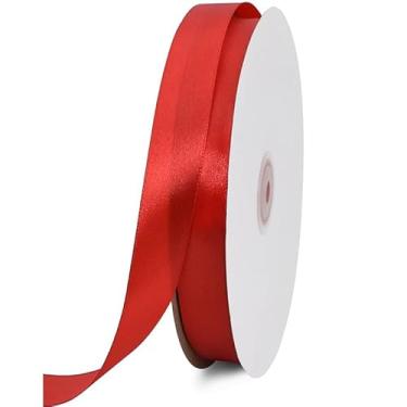 Imagem de 25 jardas laço de fita de cetim 1 rolo 2 cm de largura fita sólida DIY artesanato presentes festa de casamento decoração de embrulho de cadeira - vermelho