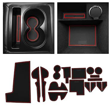 Imagem de CupHolderHero Serve para Nissan Maxima Accessories 2015-2022 Premium Custom Interior Antiderrapante Antipoeira Suporte de Copos, Tapetes de Forro de Console Central, Forros de Bolso para Porta Conjunto de 17 Peças (Acabamento Vermelho)