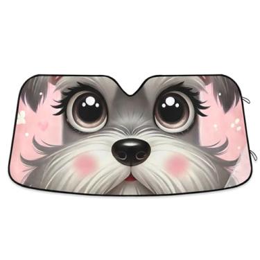 Imagem de Toldo de sol personalizado rosa fofo para para-brisa de carro retrátil dobrável caminhão janela de carro para-brisa frontal L, 144,8 cm x 80 cm