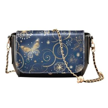 Imagem de GAIGEO Bolsa de ombro média com pintura de praia com flores cor-de-rosa para mulheres, bolsas de ombro femininas, transversal de couro feminino, Flocos de neve e borboletas de Natal - 2, One Size